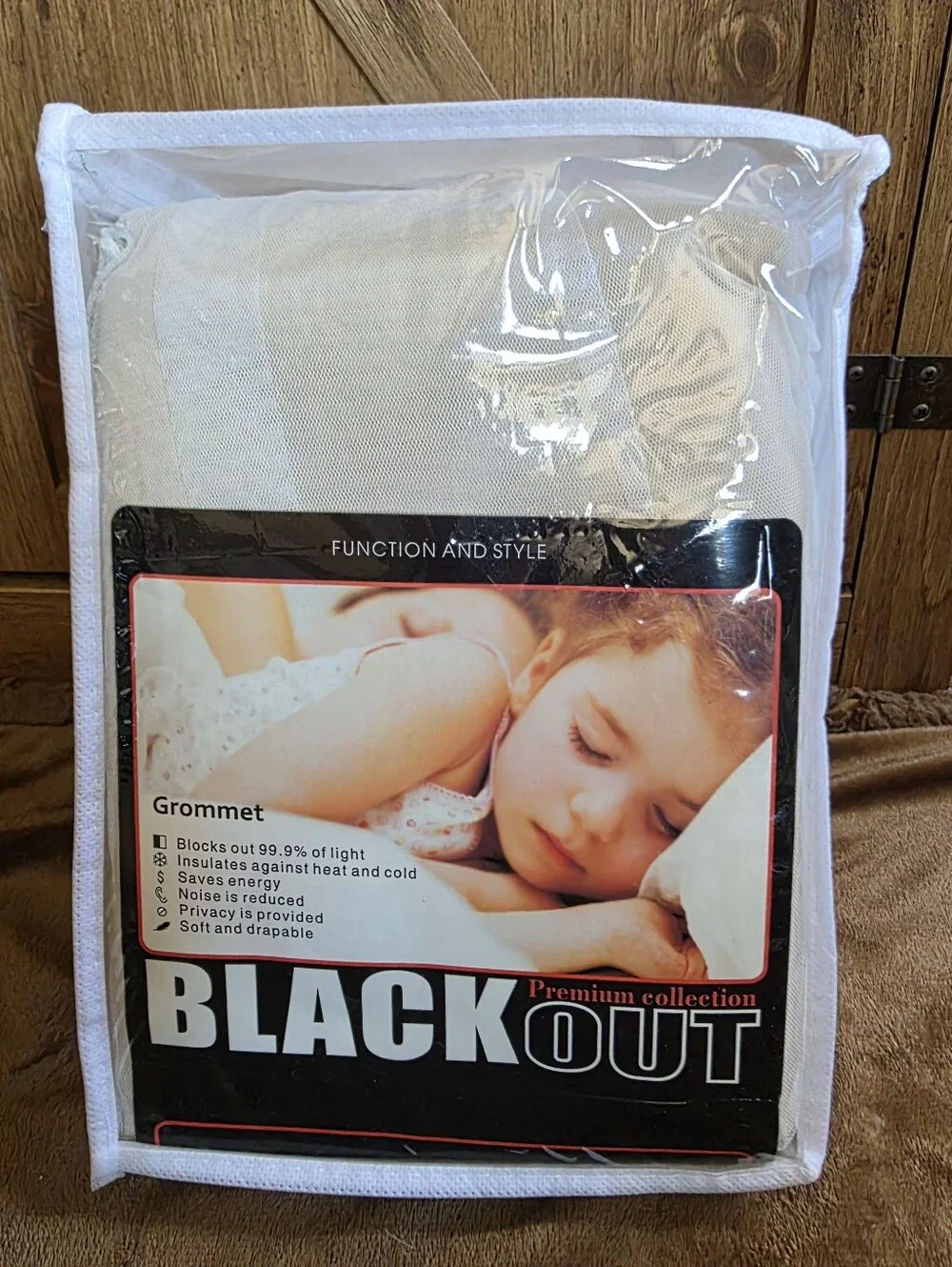 Blackout Grommet Curtains - Marry Me Beige with Beige Tulle 2-panel Package